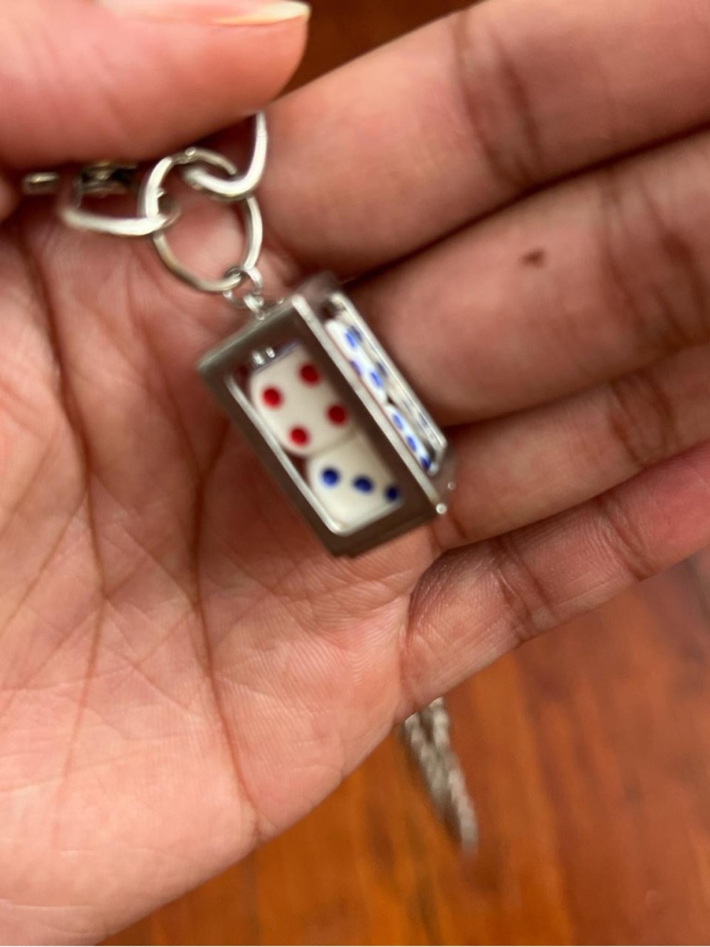 Silver Link Chain Necklace with Rectangular Remote Charm - Picture 5 of 5